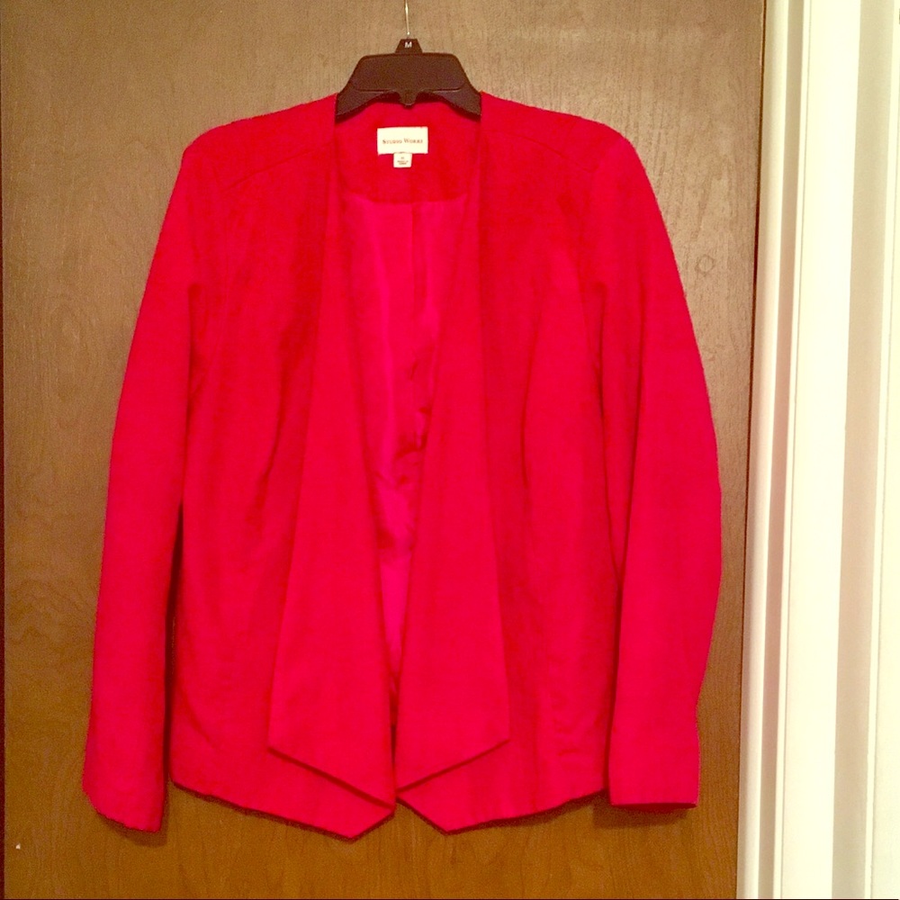 Ladies Red Open Front Blazer Size XL